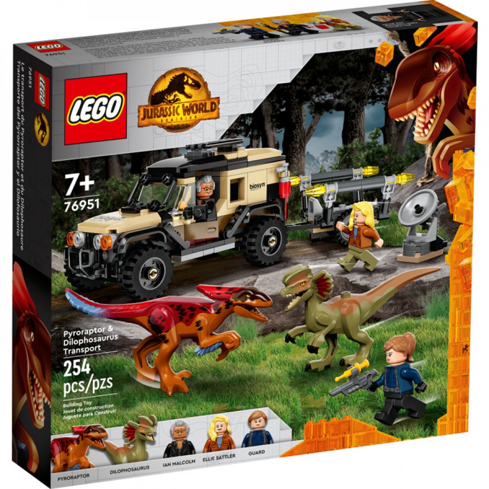 LEGO 76951 Jurassic World Pyroraptor ve Dilophosaurus Nakliyesi