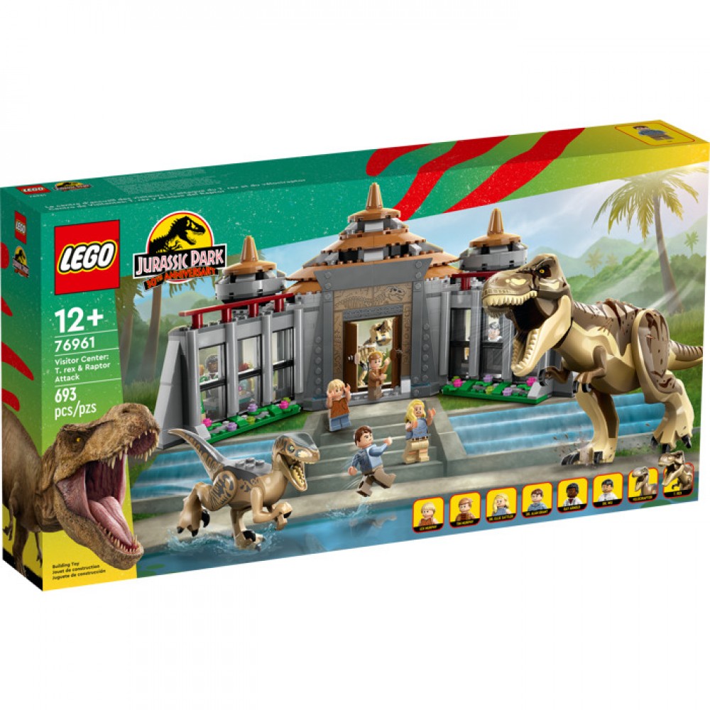 LEGO 76961 Jurassic World Ziyaretçi Merkezi T. Rex ve Raptor Saldırısı
